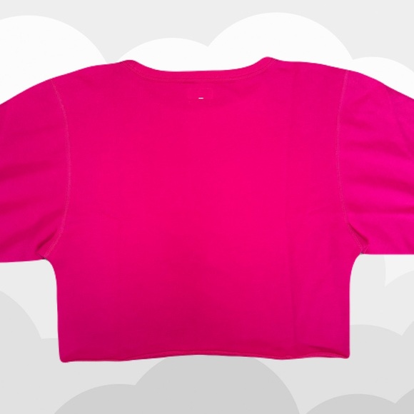 Rag & Bone - Bright Rose Script Logo Cropped Pullover Sweater - Picture 4 of 9